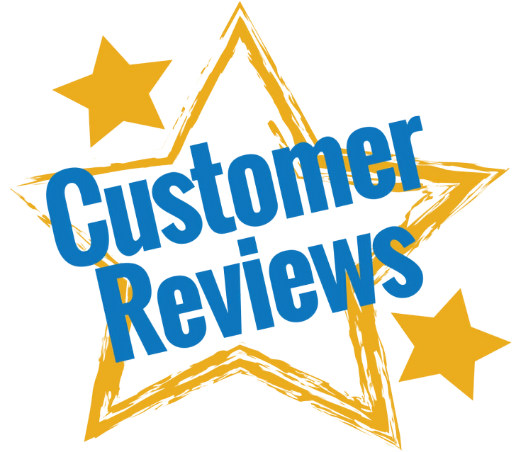 A star with the words customer reviews written in it.