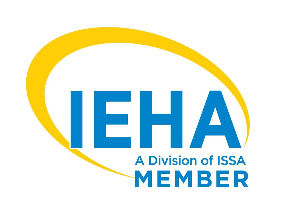 A blue and yellow logo for the international electrical hematology association.